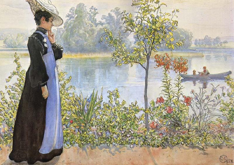 Carl Larsson Late Summer Karin by the Shore China oil painting art
